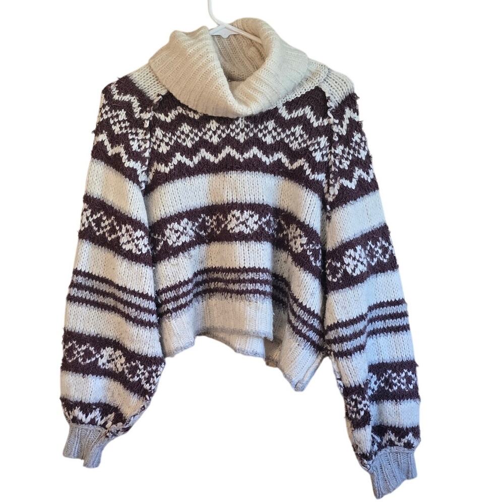 Free People Check me out fair isle wool blend turtle neck size small